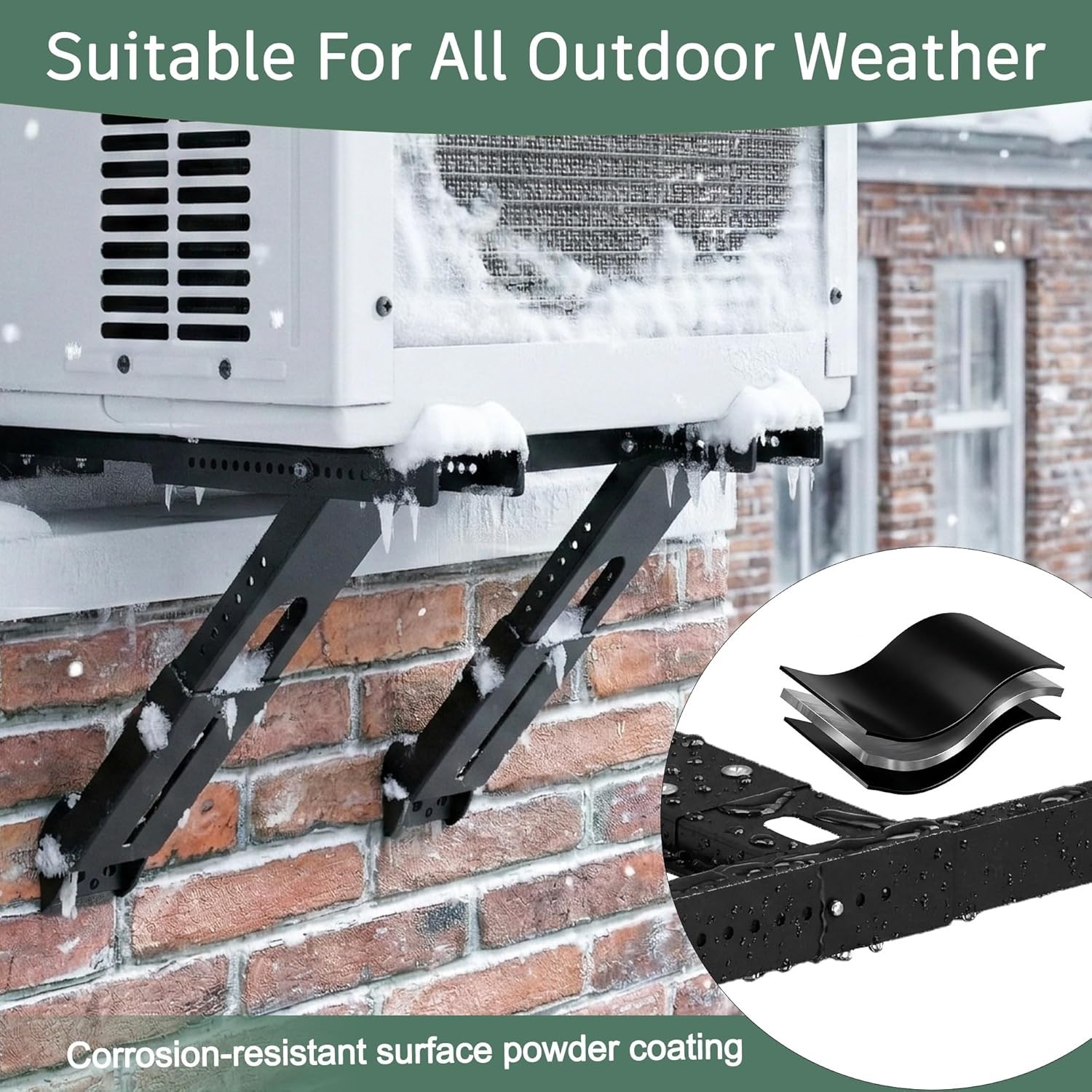 Robust No-Drill AC Support Bracket for Single/Double-Hung Windows, Easy Install