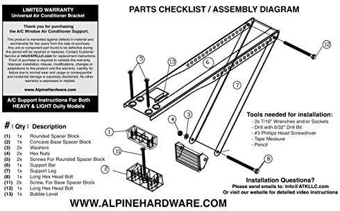 Heavy Duty Universal Air Conditioner Window Mount Bracket 200Lbs Capacity