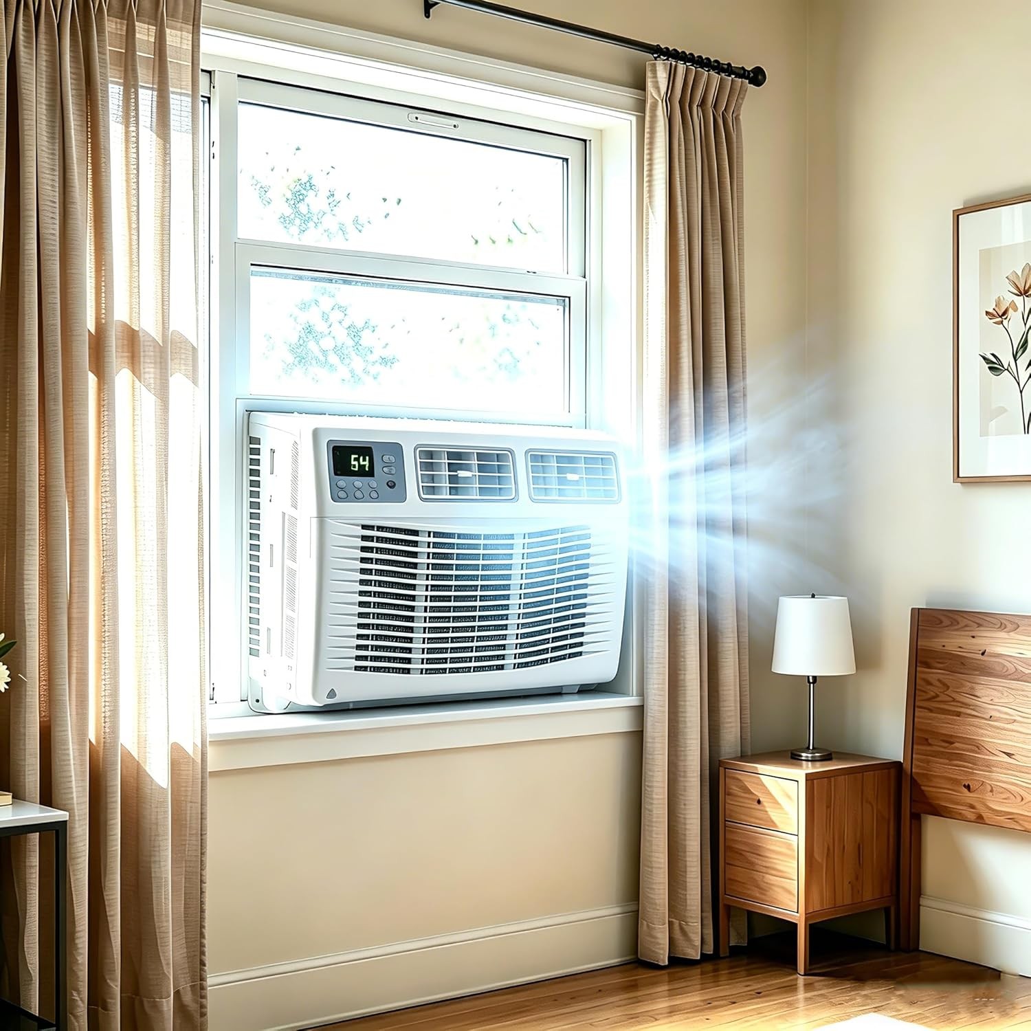 Window Air Conditioner, Energy Saving Cooling 8000 BTU Wifi with Dehumidifier, 3