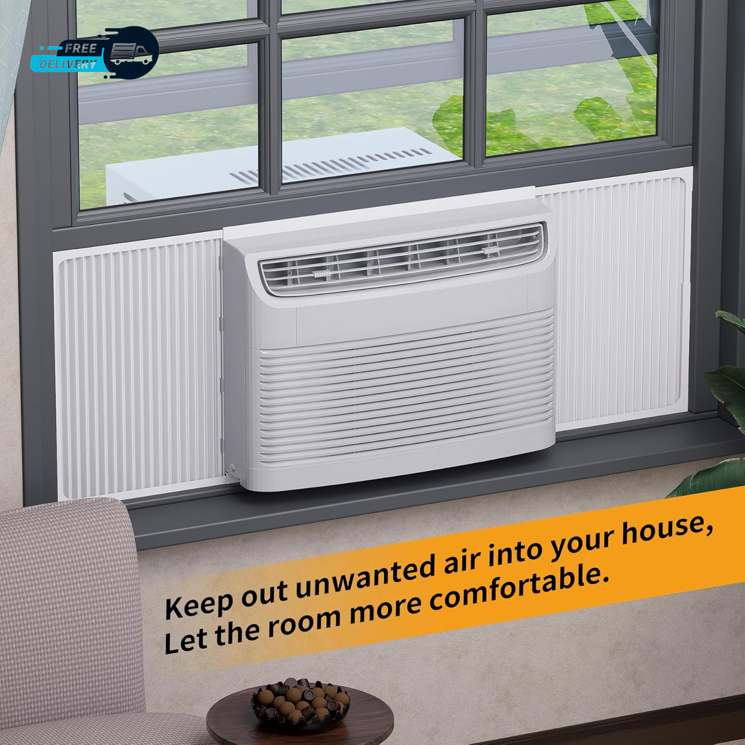 Adjustable Window Air Conditioner Side Panels and Frame Set Extra Wide