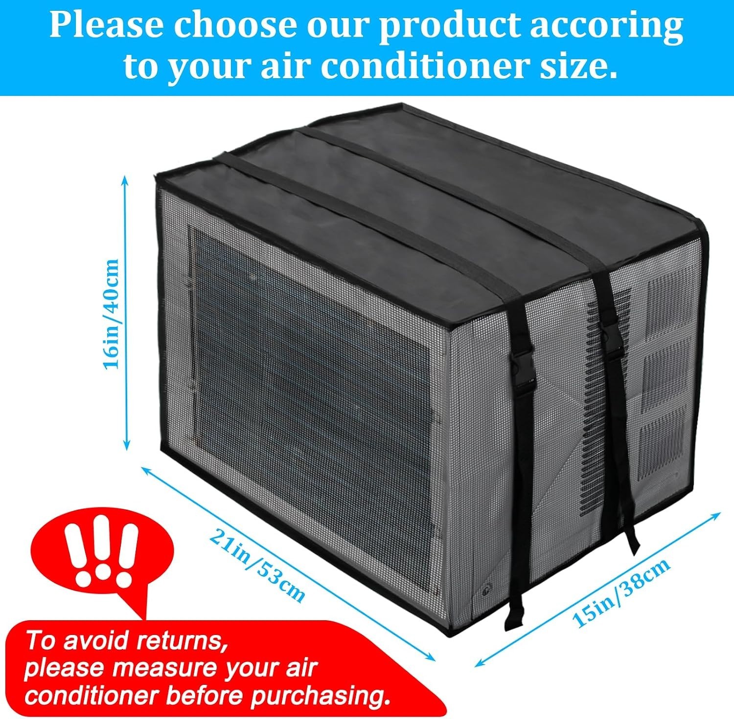 Adjustable Black Mesh AC Cover for Window Units – Protects Against Dust & Sun