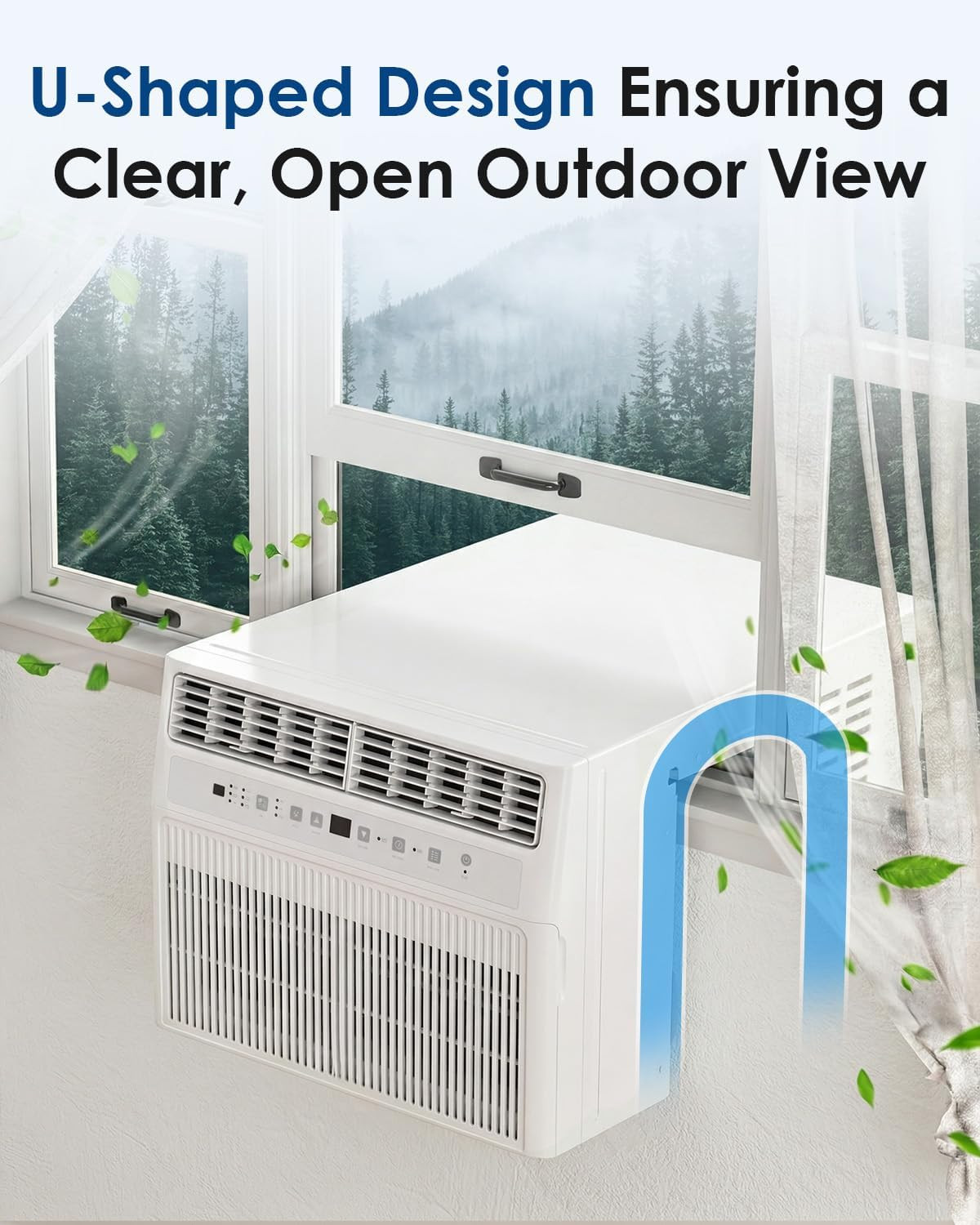 U-Shaped Window Air Conditioner, 12000BTU AC Unit Cools up to 350 Sq.Ft w/Remote