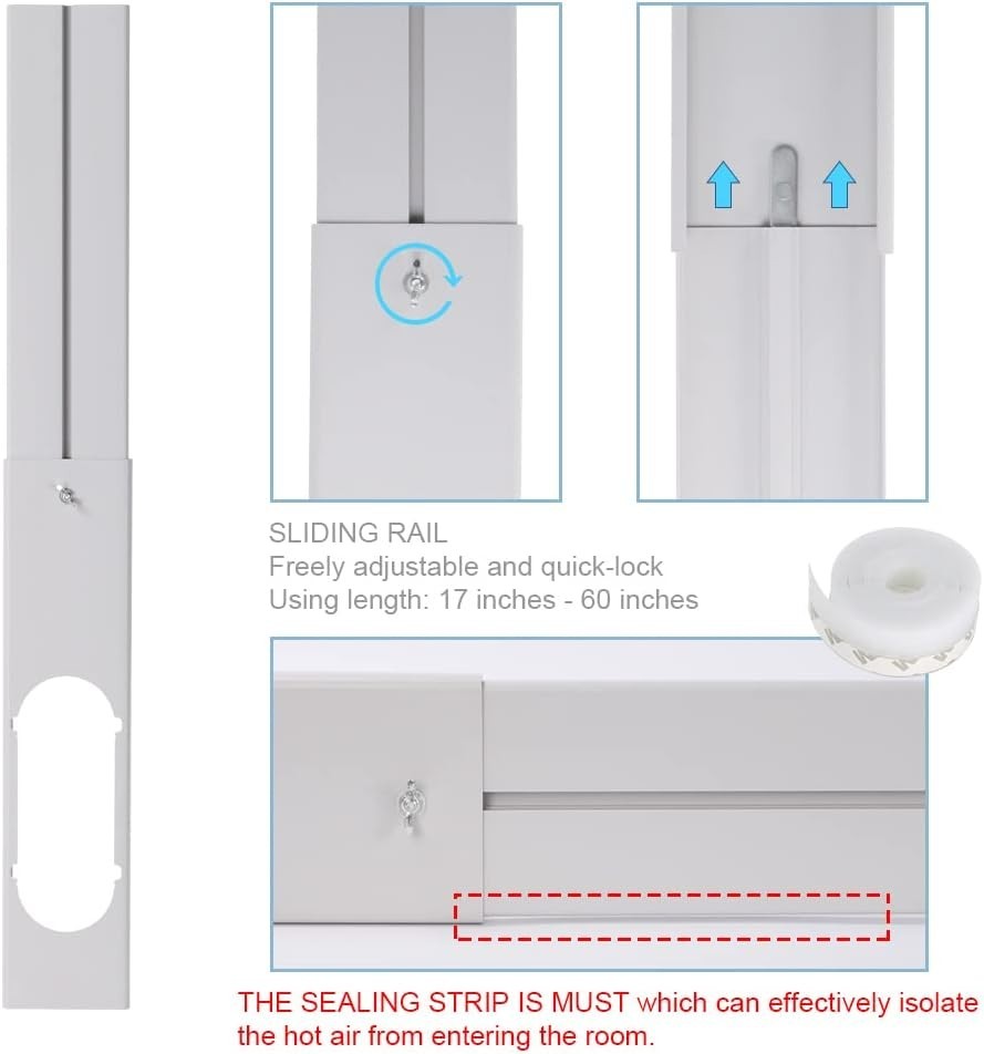 Universal Adjustable Window Kit for Portable ACs – Seals 5.1” Exhaust Hose