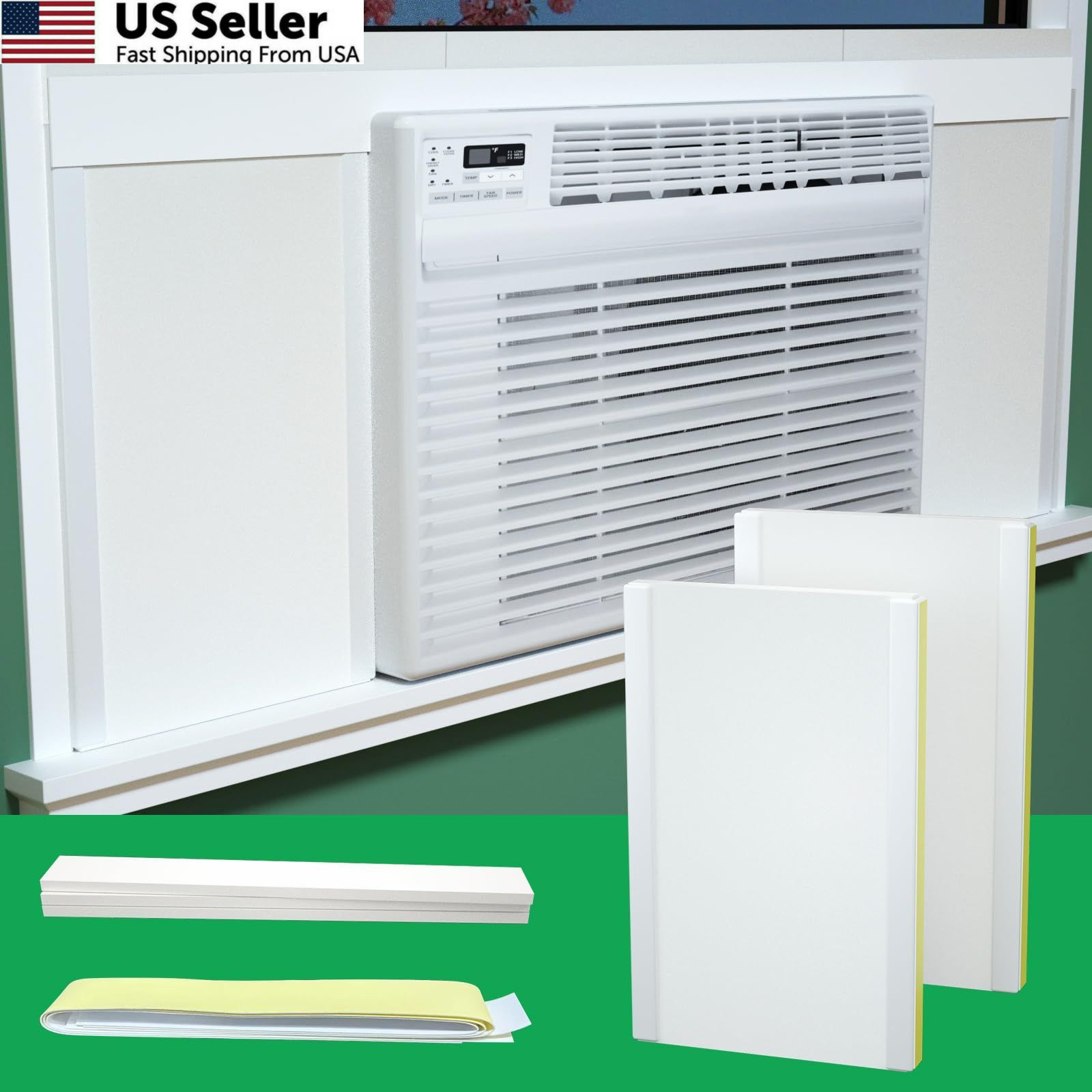 Window Air Conditioner,Side Insulated Foam 1 Count (Pack of 1), BLACK WHITE