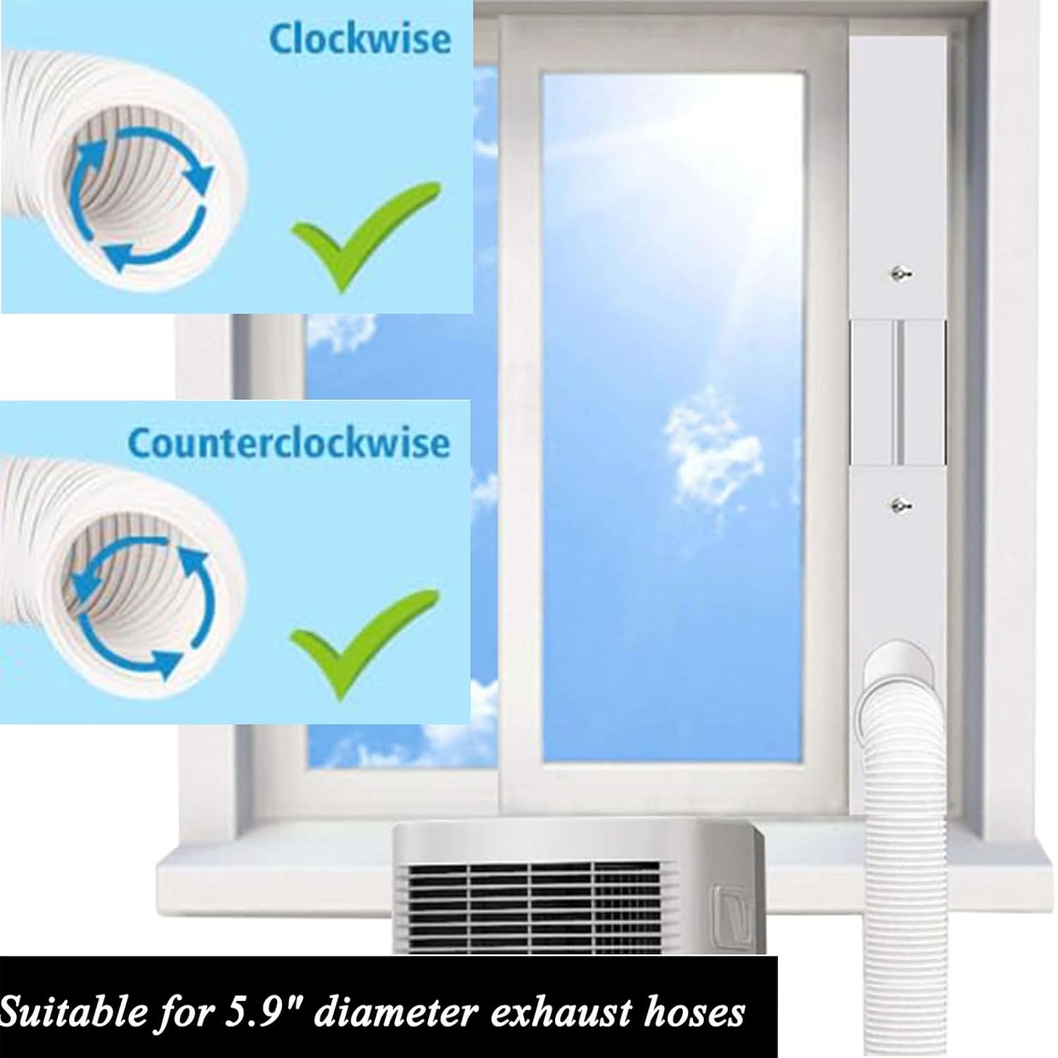 Portable Air Conditioner Window Seal Kit 3+1 Panels Adjustable Coupler