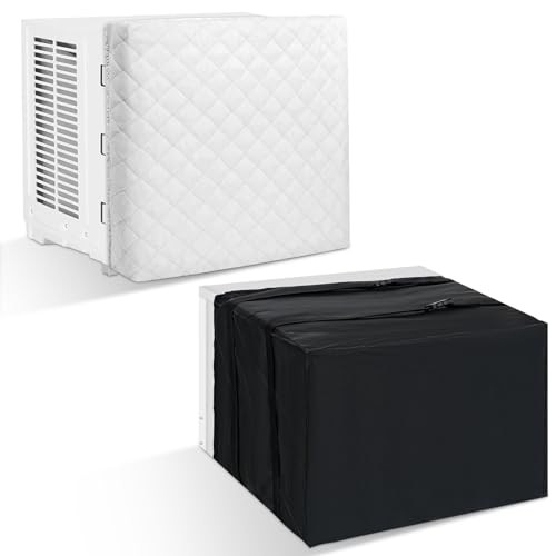 2 Pcs Window Air Inside 21 x 15 x 3.5 In, Outside 21 x 16 x 15 in White & Black
