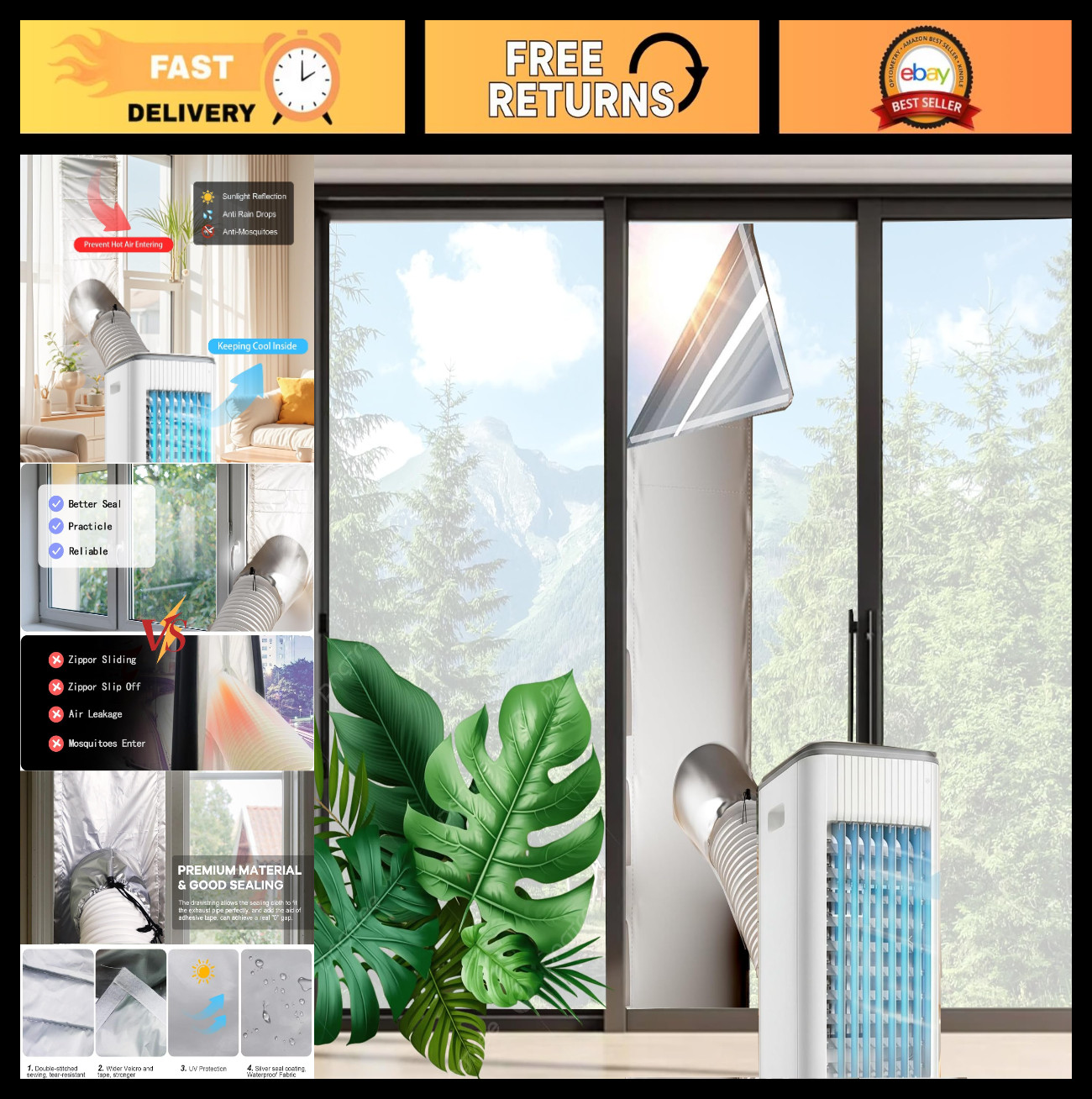 Universal Window Seal Kit for Portable AC – 30% Sunshade Insulation, Waterproof,