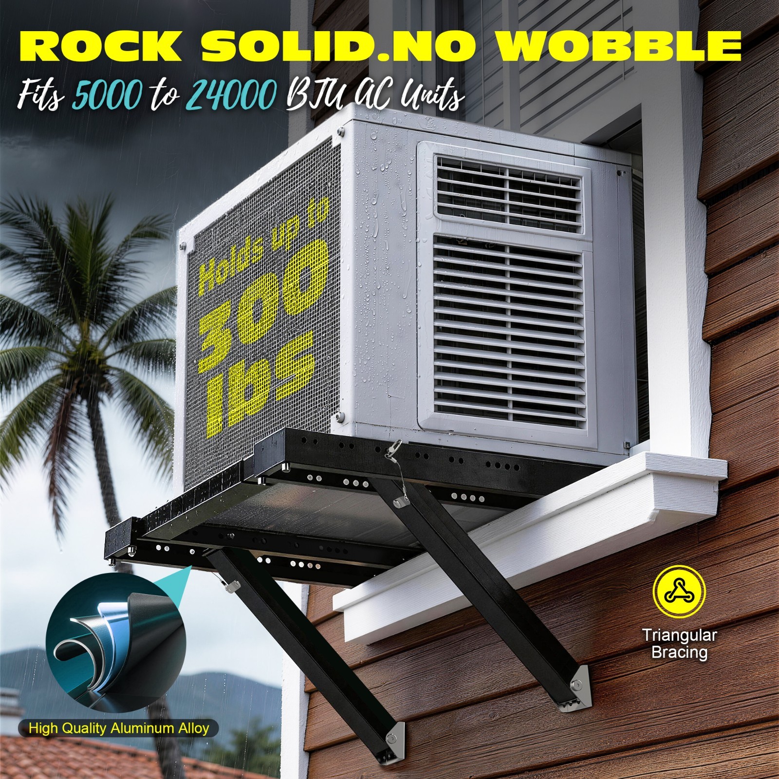 No-Drill Window AC Bracket,Adjustable Heavy-Duty Air Conditioner Support Bracket