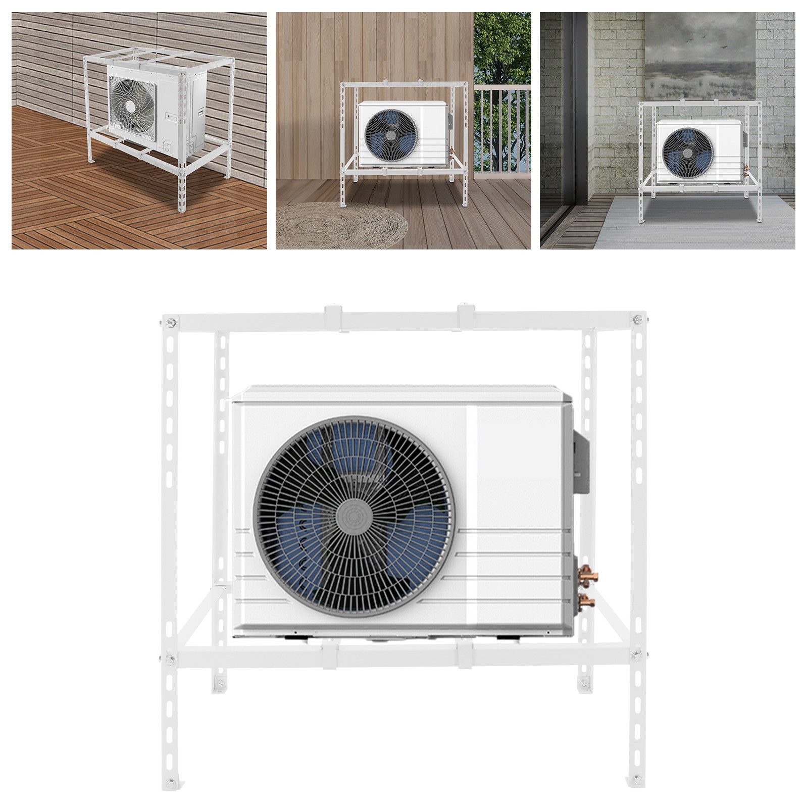 35x20x35in White AC Support Bracket Double Tier 110LB Capacity for Outdoor Unit