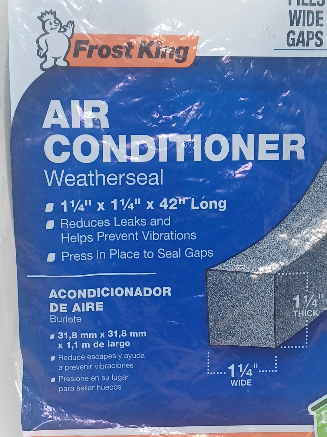 1 AC42H Air Conditioner Weatherseal Tape, 1-1/4 by 1-1/4 by 42-Inch,Black