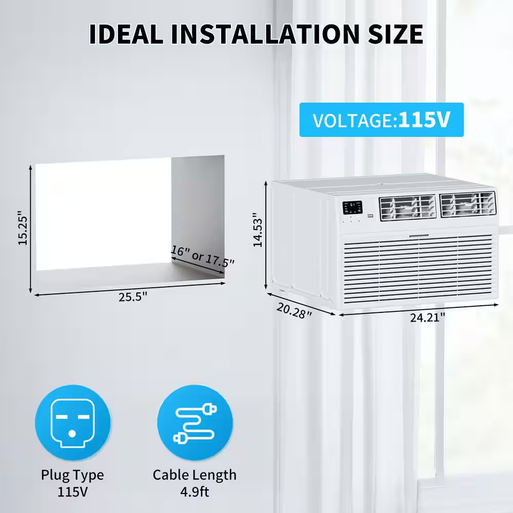 8,000 BTU (DOE) Wi-Fi Through-The-Wall Air Conditioner 350 Sq. Ft. with with Hea