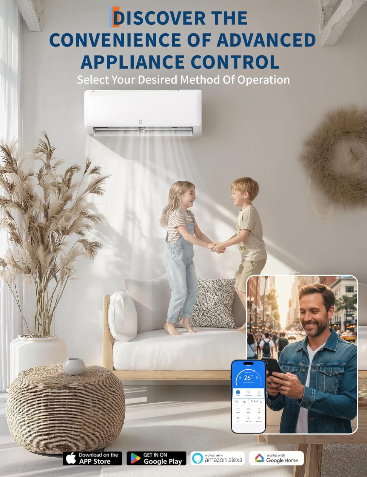 12000 BTU Mini Split AC Heat Pump 22 SEER 230V Inverter WiFi 750 Sq. Ft