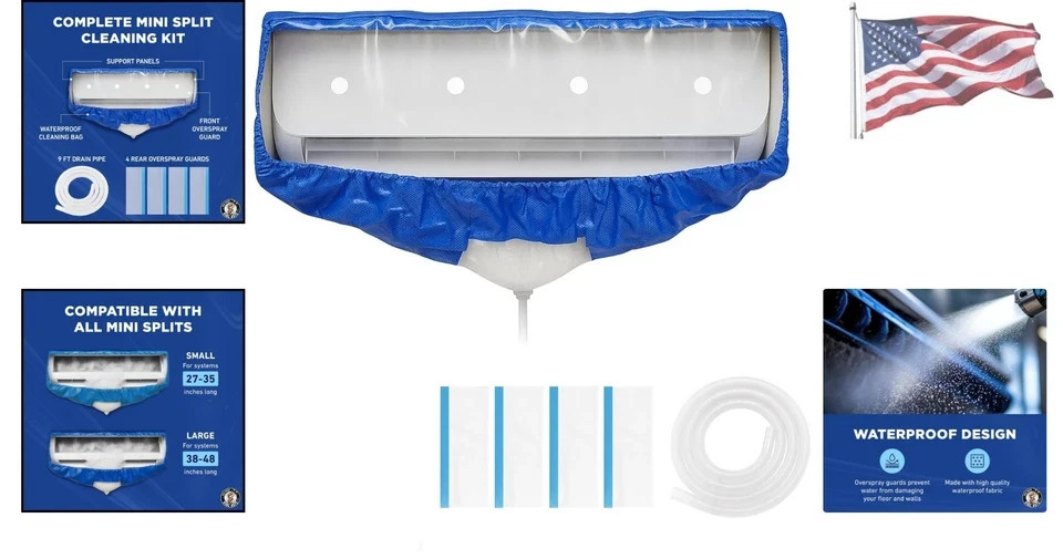 Easy Install Mini Split Cleaning Bag: 360 Waterproof for 38in – 48in Units