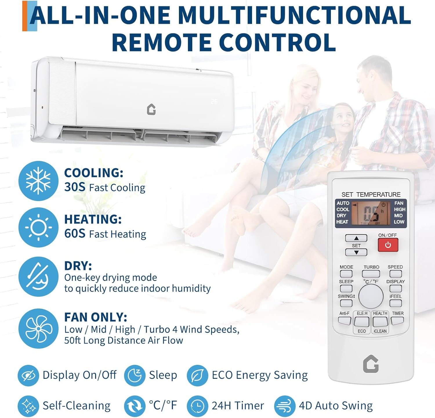 12000BTU Mini Split Air Conditioner & Heater,22 SEER2 115V,WiFi & Remote Control