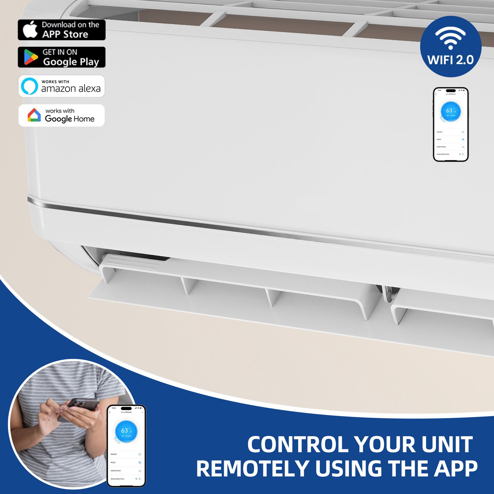 12,000 BTU Mini Split AC/Heat Pump 21 SEER 220V WiFi Enabled for Smart Cooling