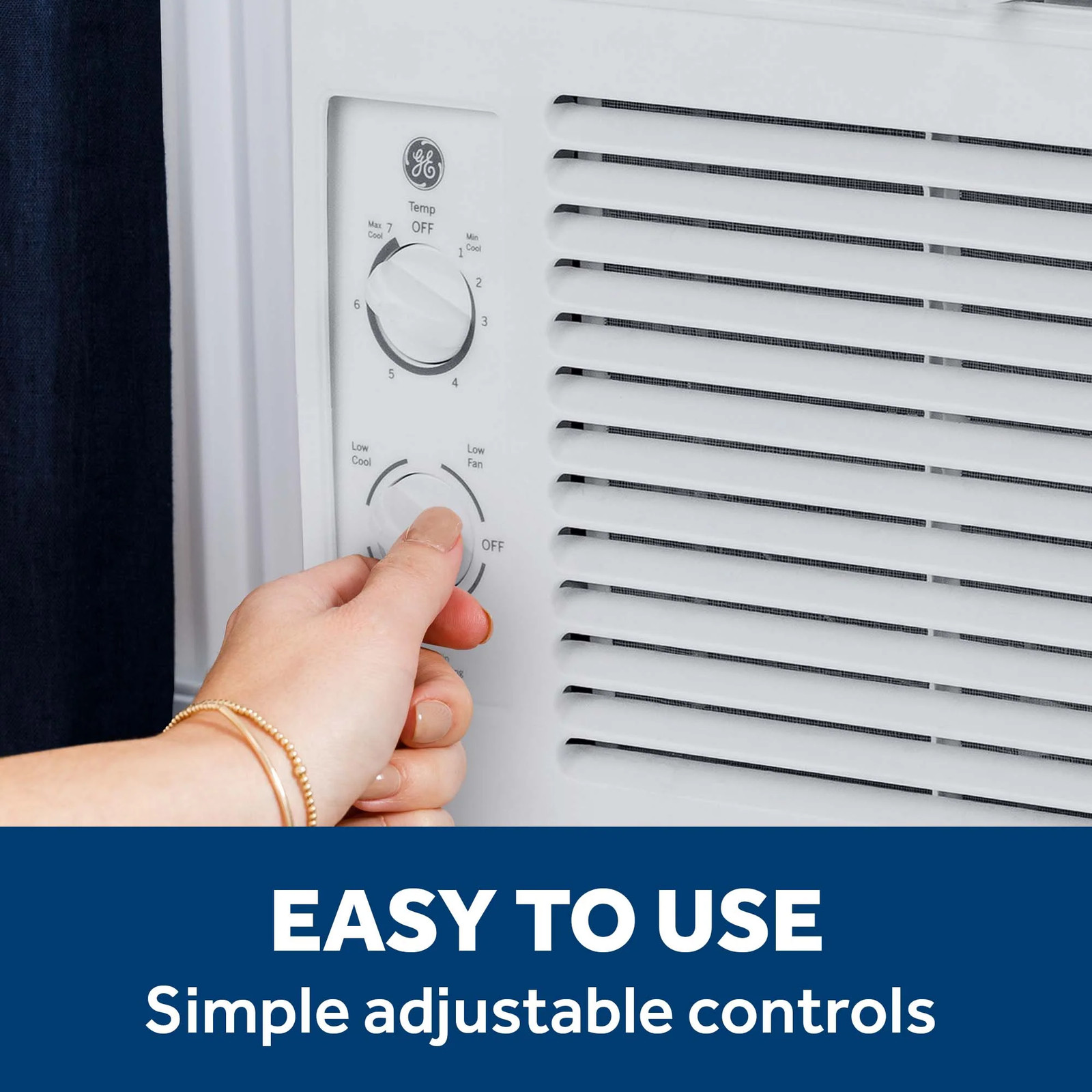 GE 5000 BTU Window Air Conditioner 115V Small Room 150 sq ft White