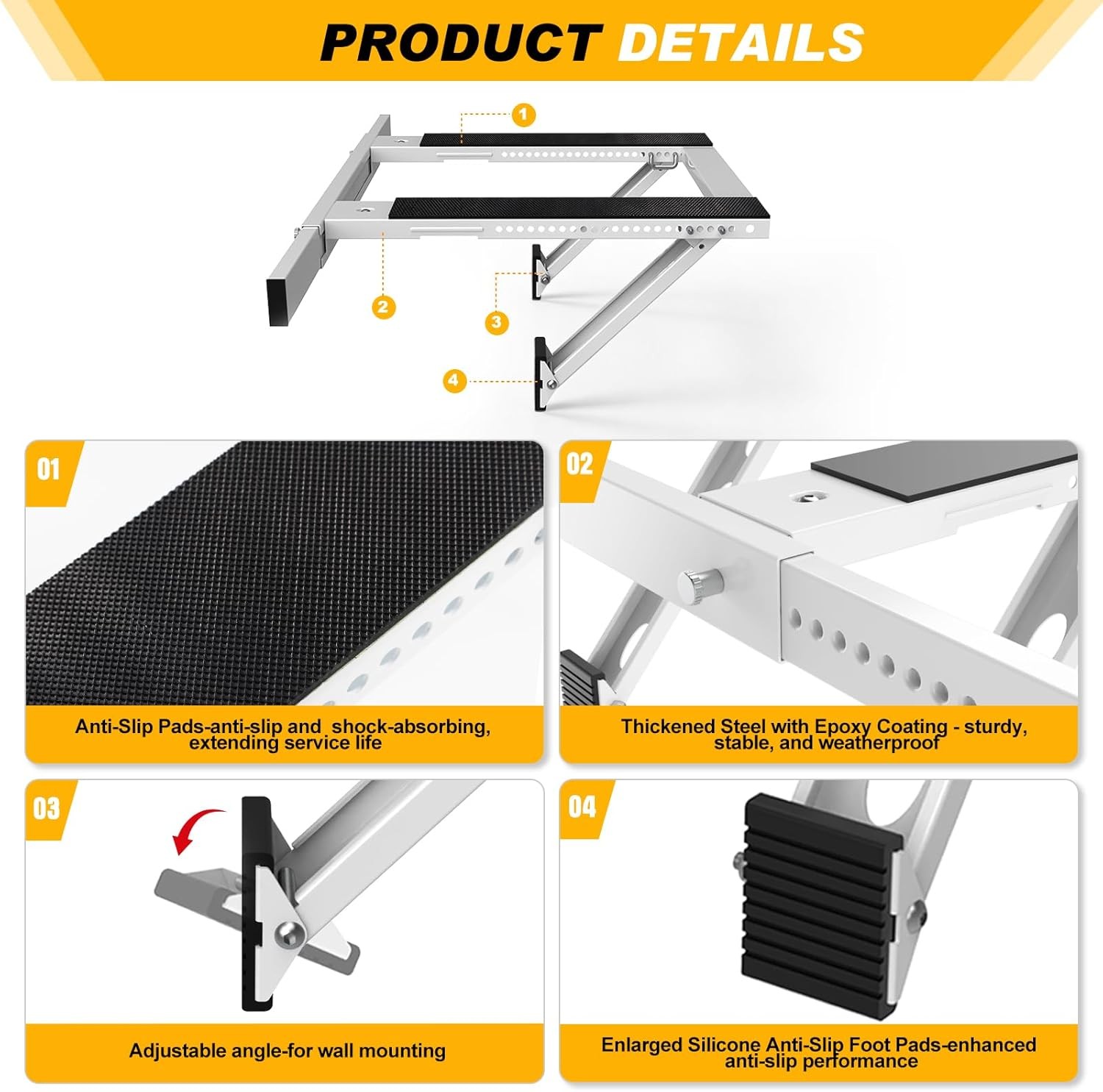 Upgraded Window AC Bracket No Drill, Adjustable 23″-39″ Window Air Conditioner