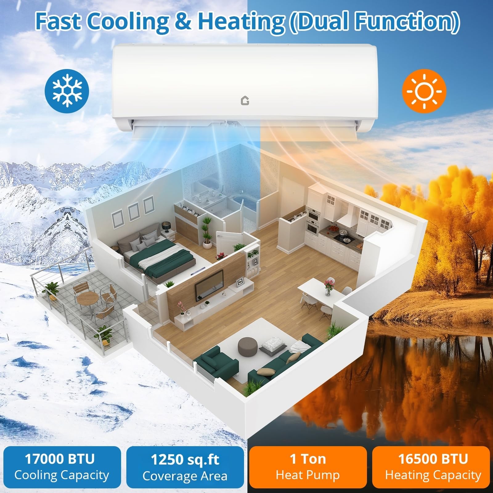 TCL 17000 BTU 230V Mini Split Air Conditioner&Heater WiFi Inverter Heat Pump R32