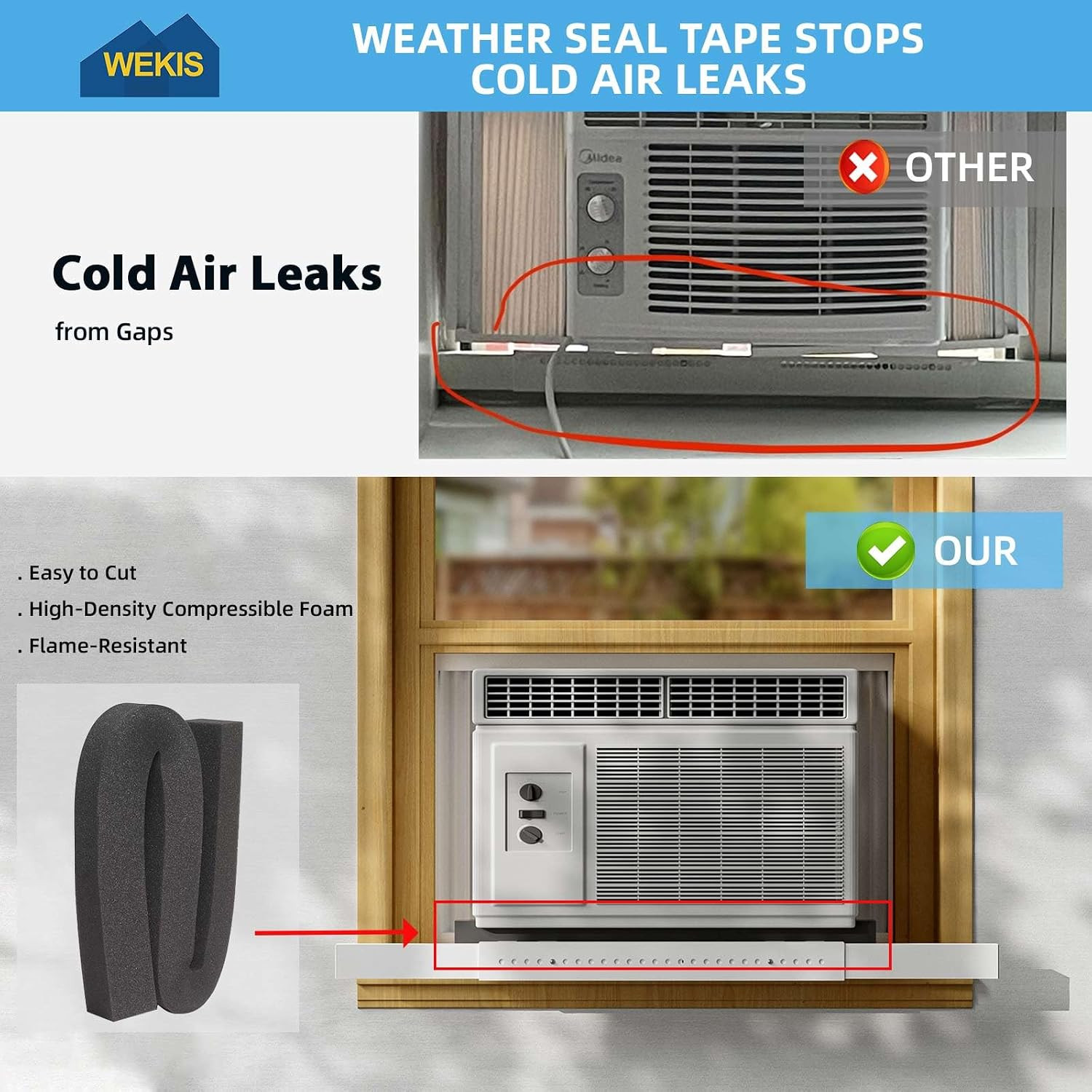 Window AC Support Bracket, No-Drill No-Tool Air Conditioner Support Bracket Adju