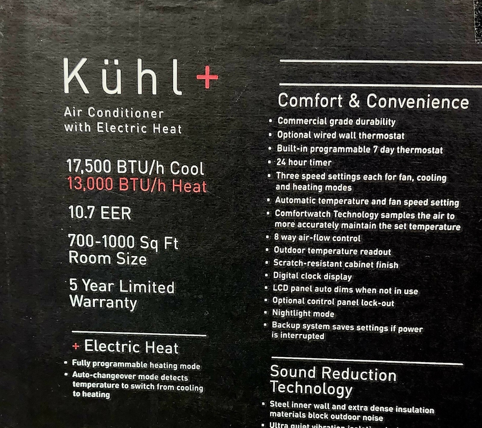 New Air Conditioner W/Heater Friedrich Kuhl Series 17,500 BTU