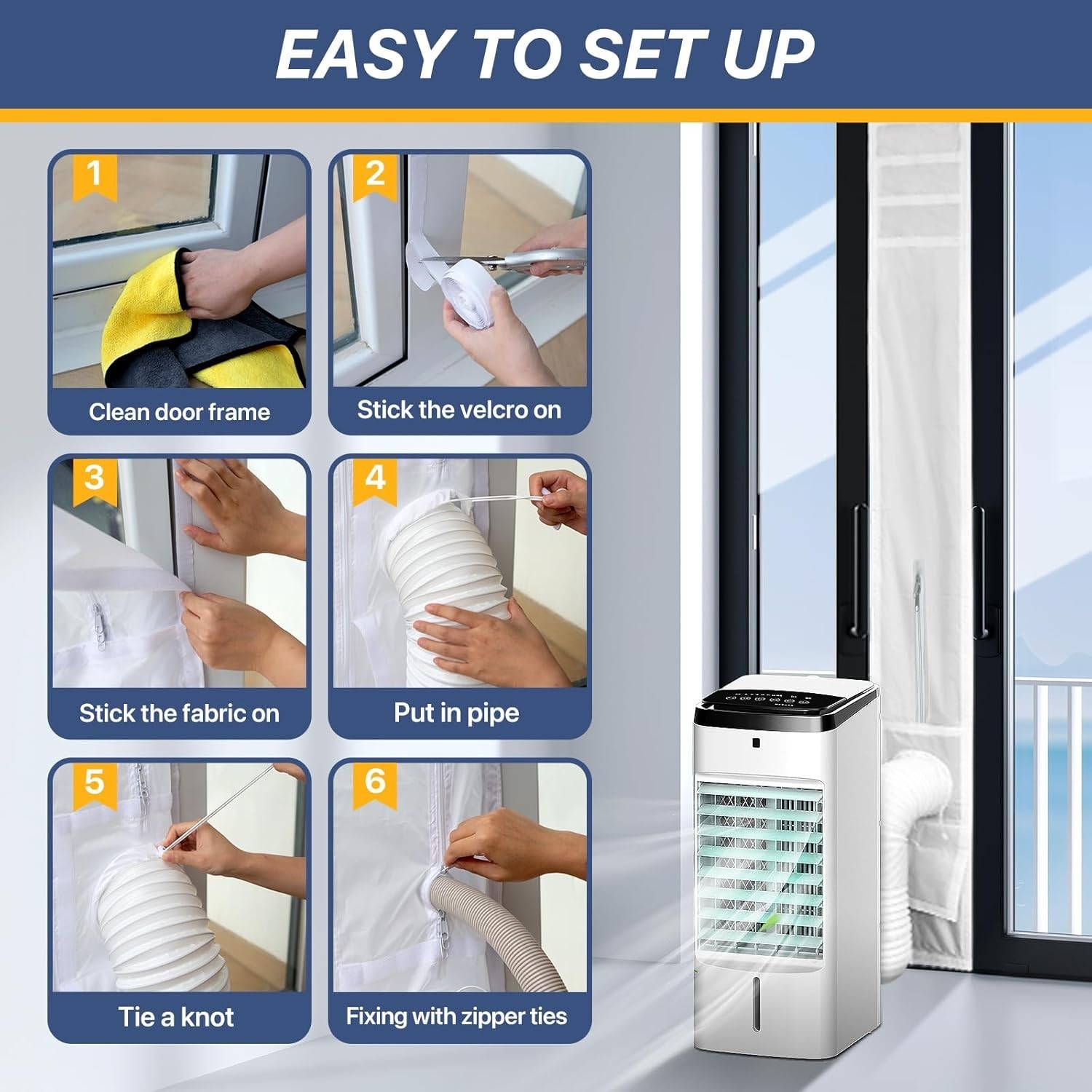 Effective Dual Hose AC Vent Kit – 100% Sealing Sliding Door Seal 10×91 Inch
