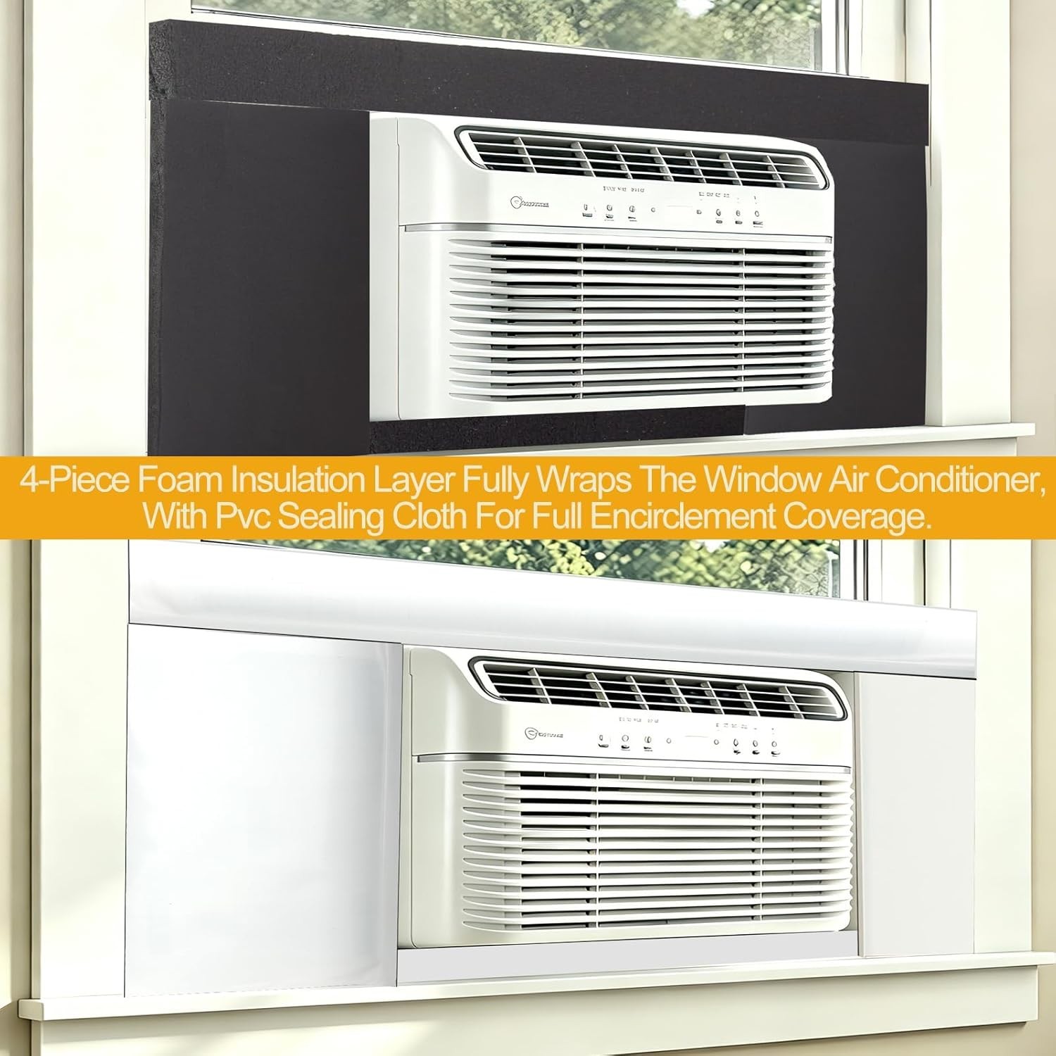 Upgraded Window AC Insulation Kit with PVC Full Edge Enclosure, Window Air Co…