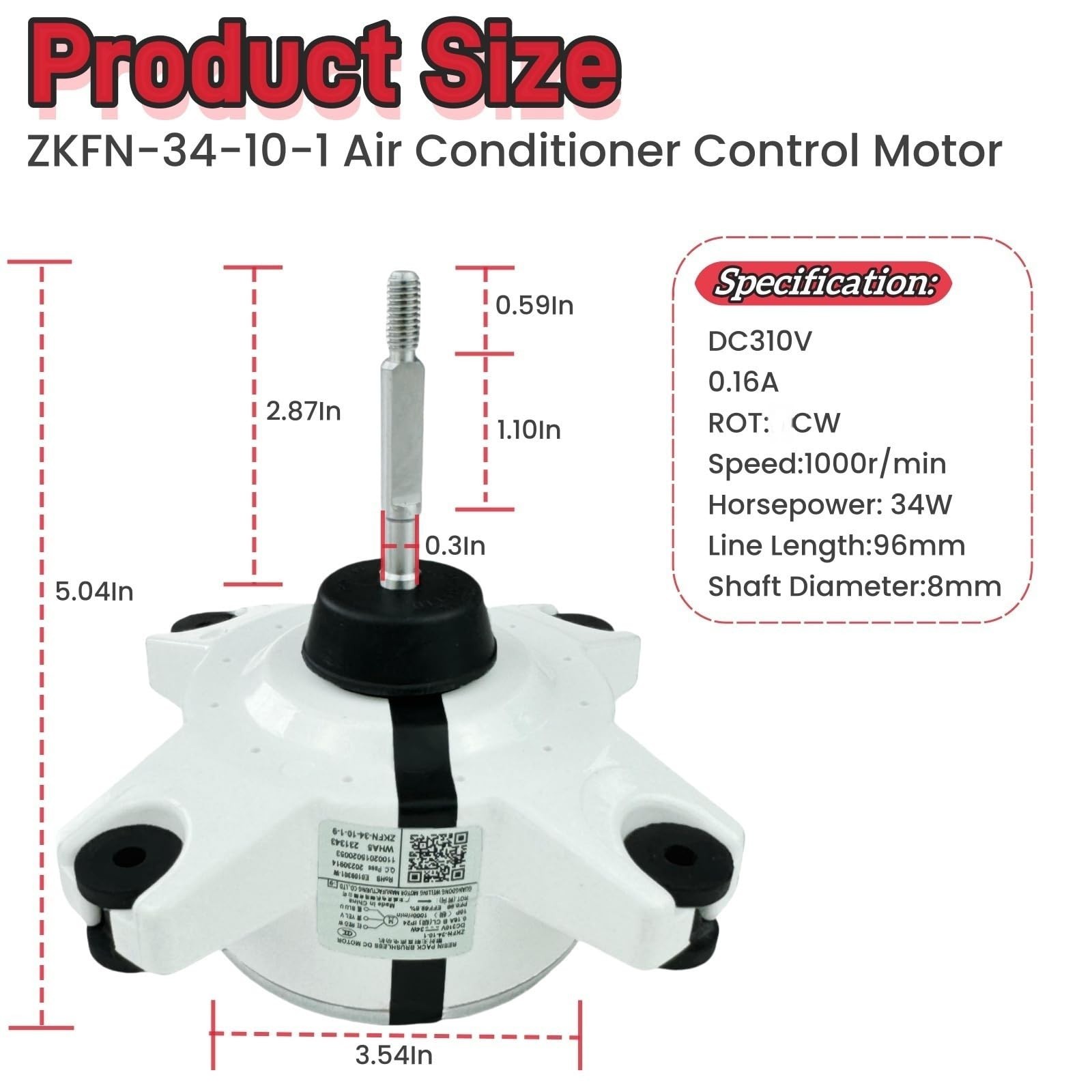 Brushless DC Motor for Air Conditioner Control – 34W, 1000 RPM, 3-Wire Connector