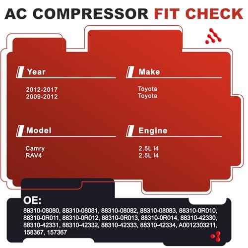 AC Compressor for Toyota Camry & RAV4 2.5L L4 (2009-2017) | OE Replaces 88310