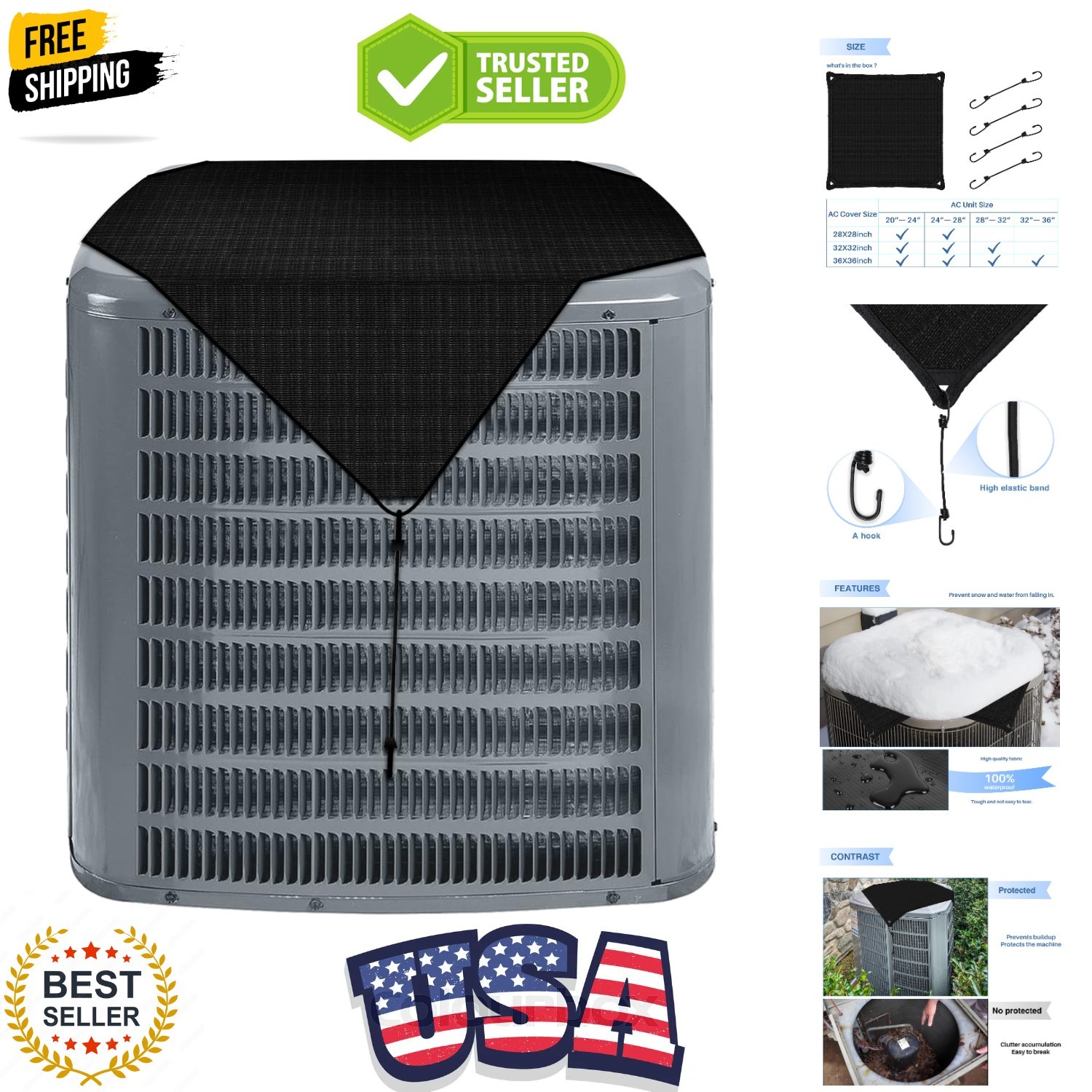 28″x28″ Waterproof Outdoor AC Unit Cover Air Conditioner Compressor Winter To…