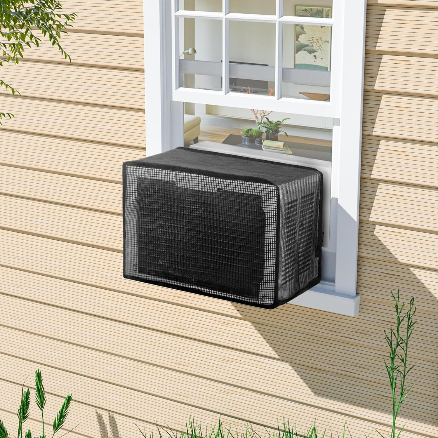 Window AC Mesh Cover 20″ W x 12.2″ D x 13.4″ H, U shaped Air Conditioner Cover S
