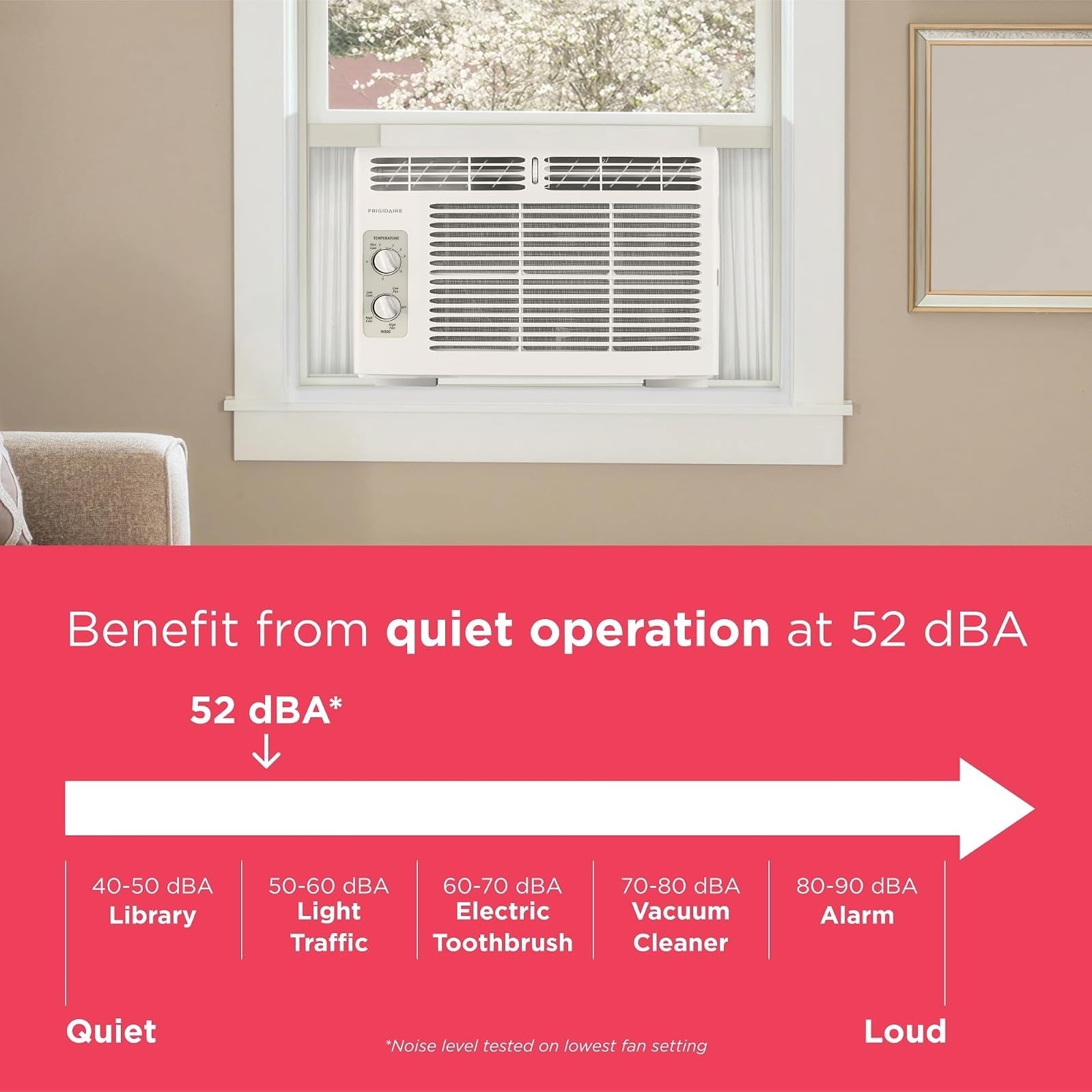 Frigidaire 5,000 BTU Window Air Conditioner, Quiet, 2 Fan Speeds
