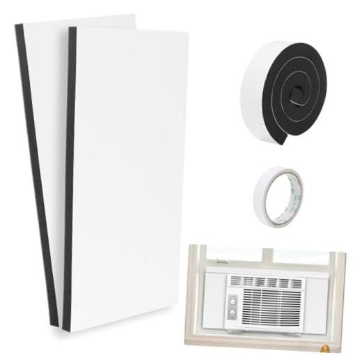 Air Conditioner Foam Insulation Window Kit 2 Pack, AC Side Panels Kits, White