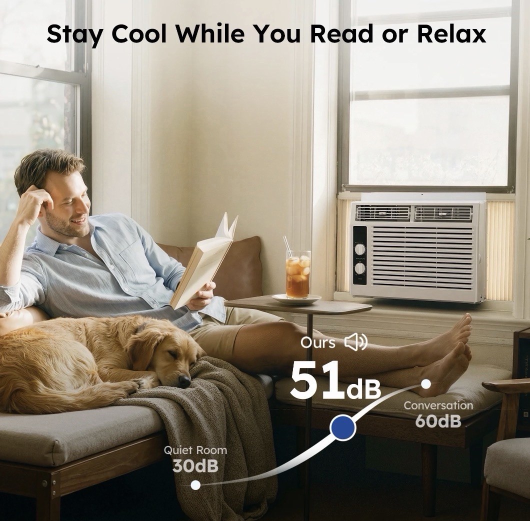 SIMZLIFE 5,000 BTU Window Air Conditioner, Cools Up To 150 Sq Ft