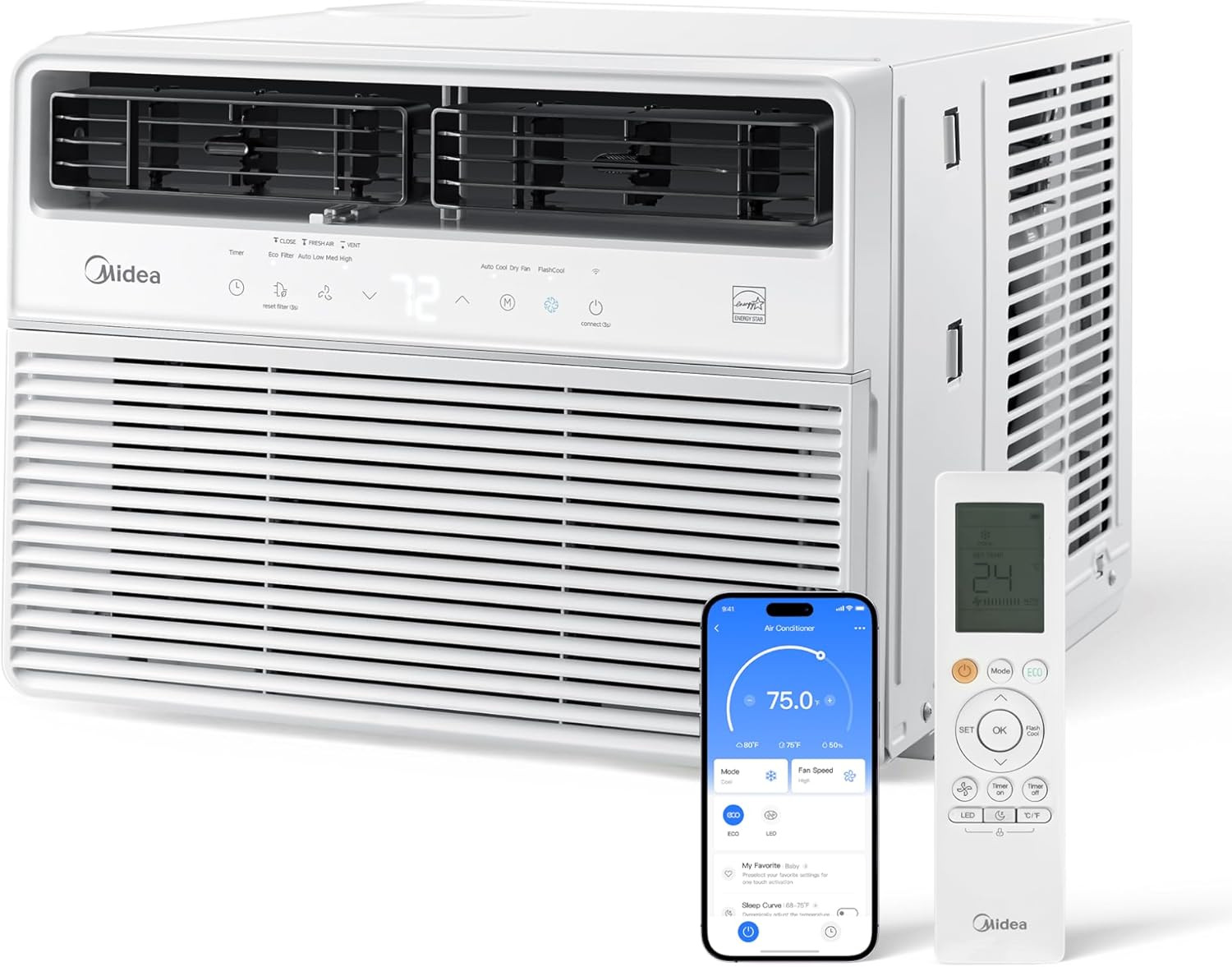 Midea 12,000 BTU Smart Inverter Window Air Conditioner with APP, Alexa Control,