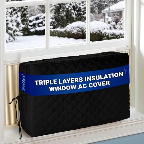 UPGRADED Window Air Conditioner Cover Indoor – NEW 3000 – 5000 BTU Black