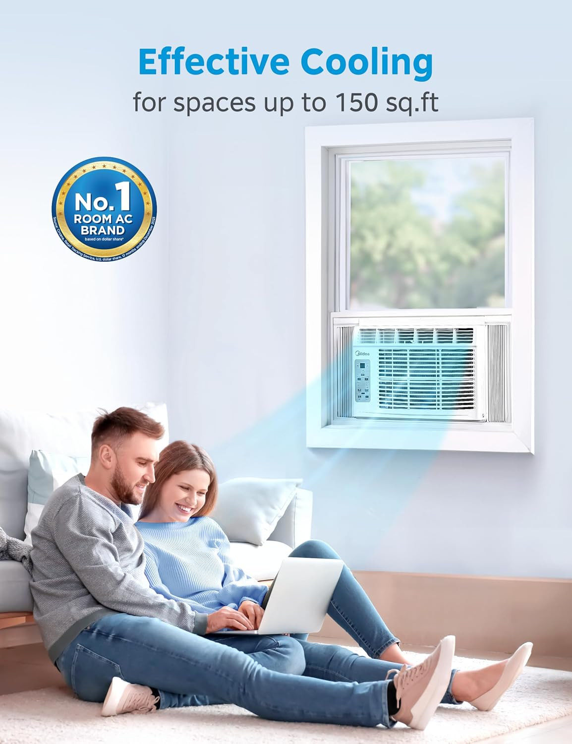 Midea 5,000 BTU Window Air Conditioner, Cools up to 150 Sq. Ft. with Easy-To-Use