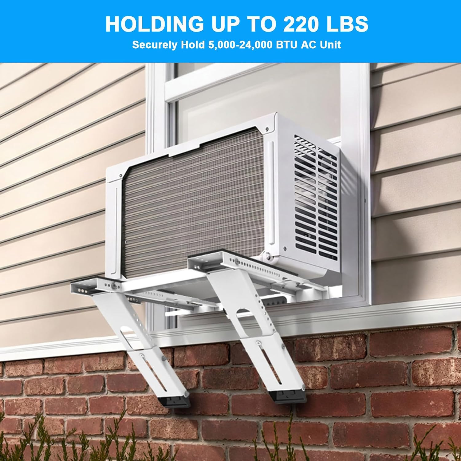 Universal Window Air Conditioner Support Bracket, No Drilling Heavy-Duty AC Wind