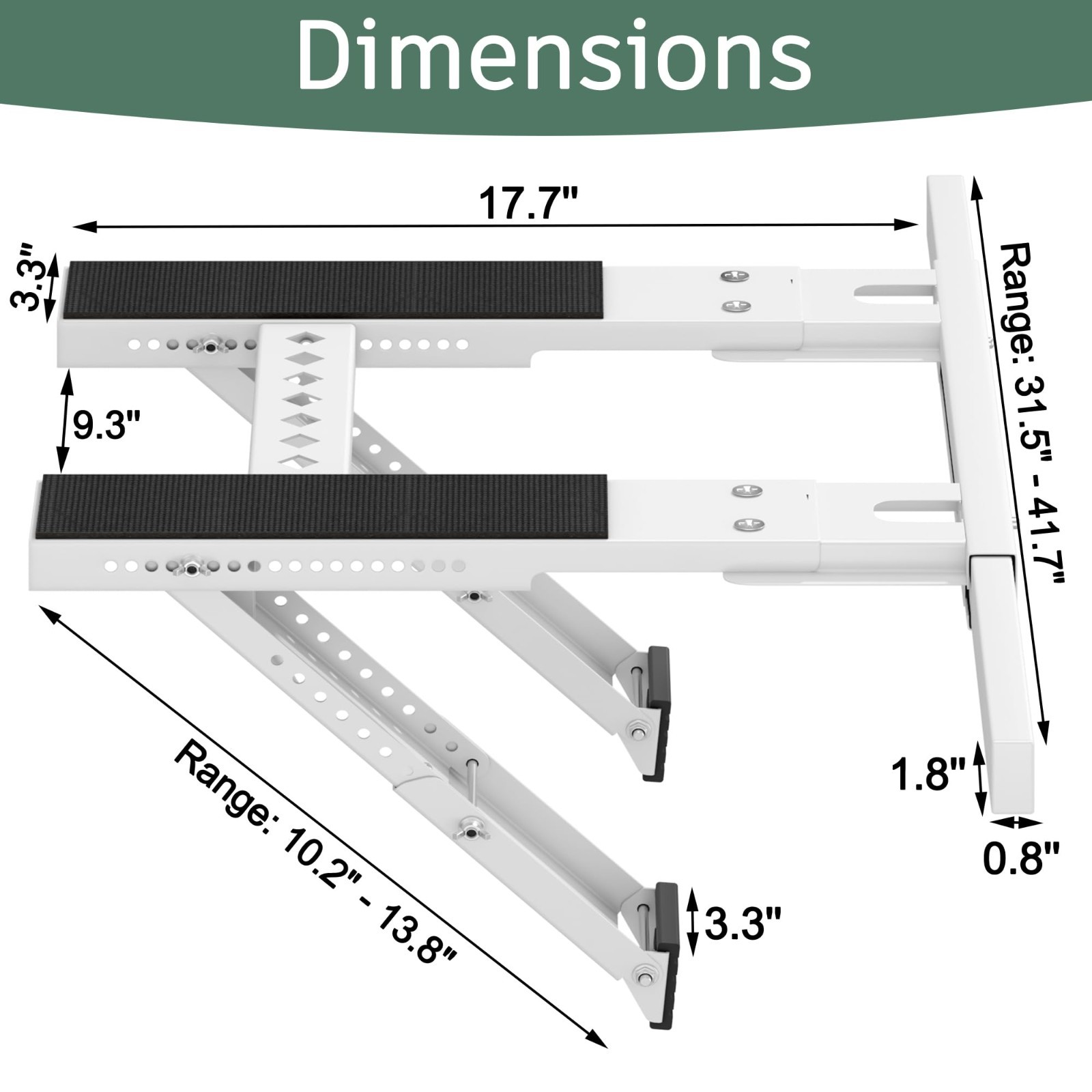 Heavy-Duty No-Drill AC Bracket for Single/Double Hung Windows, Supports 300 lbs,
