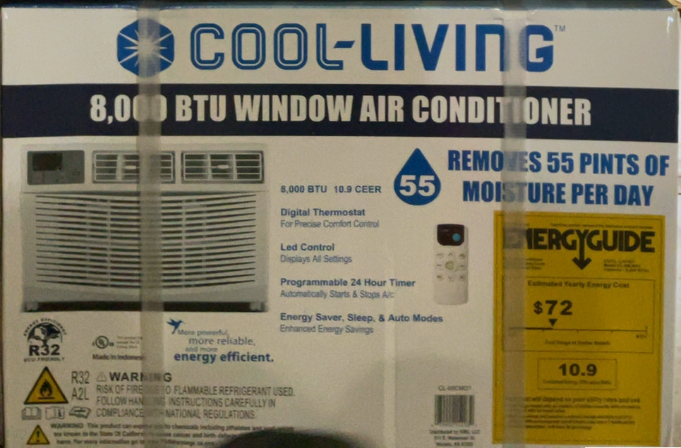 Cool-Living 8,000 BTU AC Unit 115V Remote 3-Speed Energy Saver Auto Restart