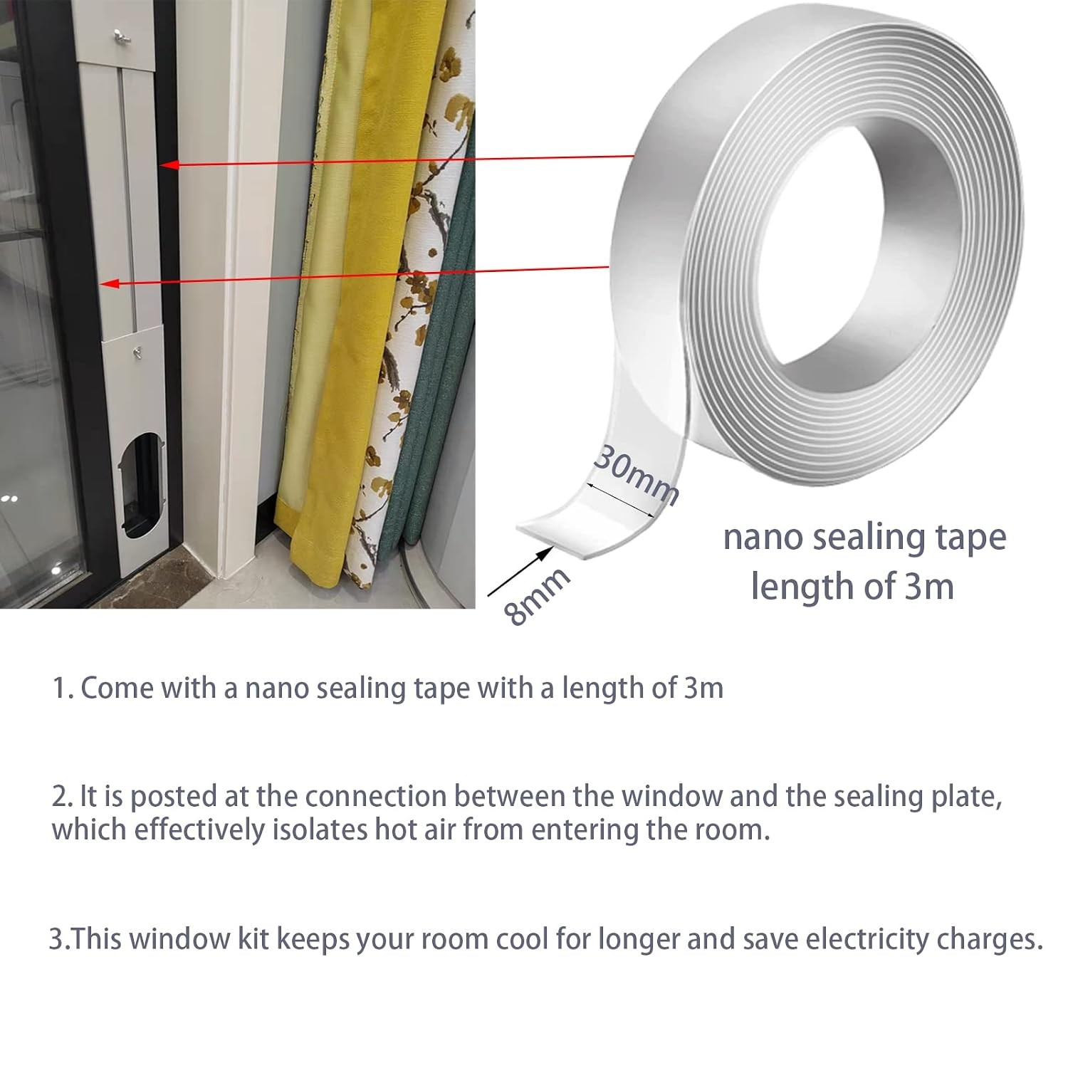 Portable Air Conditioner Window Kit 5.9″ Exhaust Hose Adjustable Universal