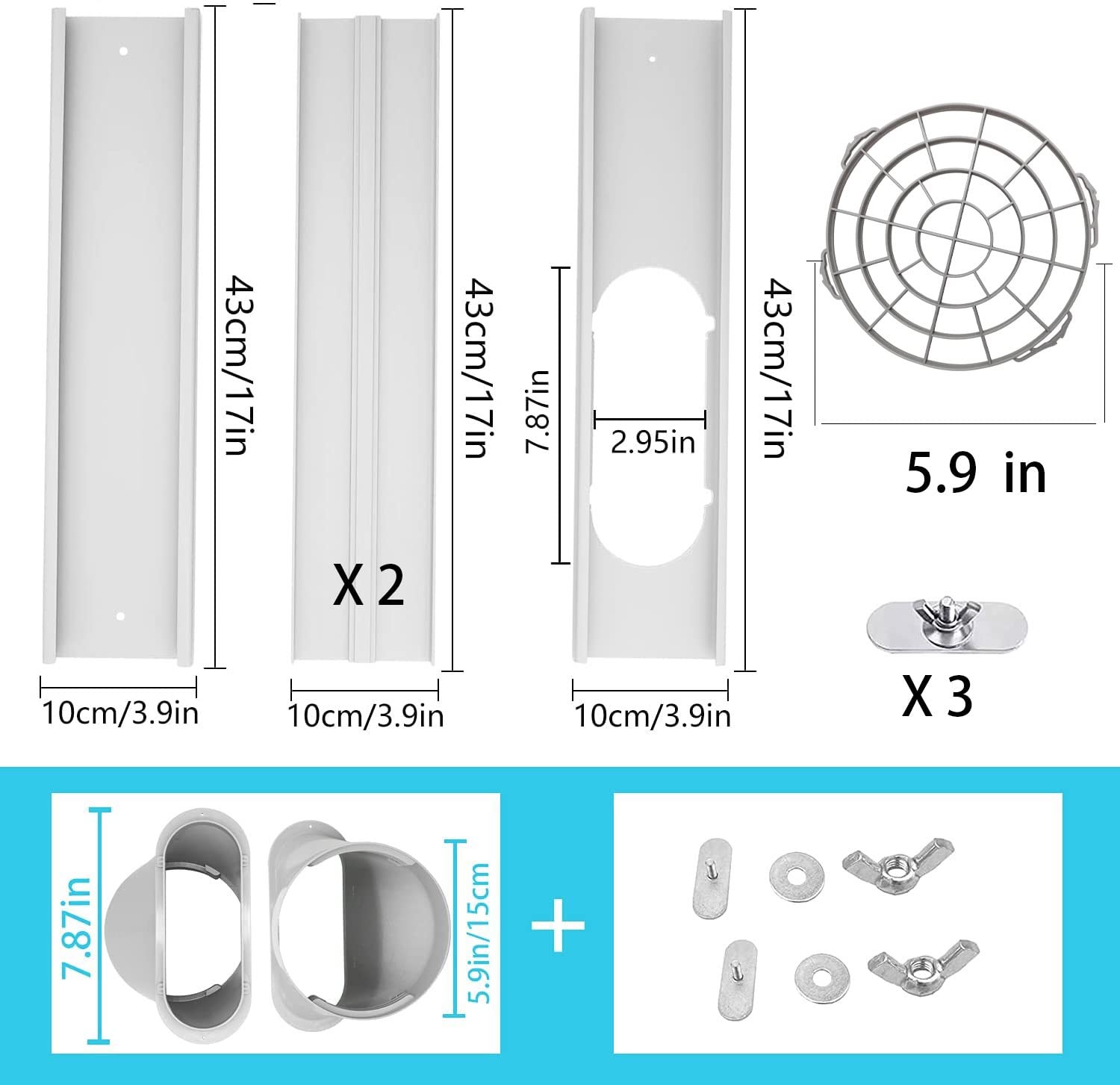 Portable Air Conditioner Kit with Adjustable Window Seal and Hose for Window AC