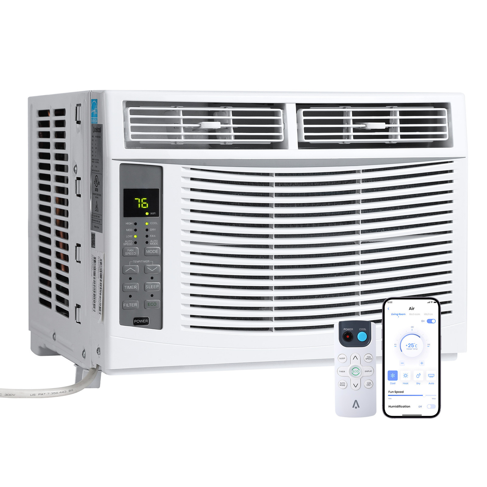 Window Mounted AC 6000 BTU 115V Air Conditioner Remote Control 250 Sq Ft