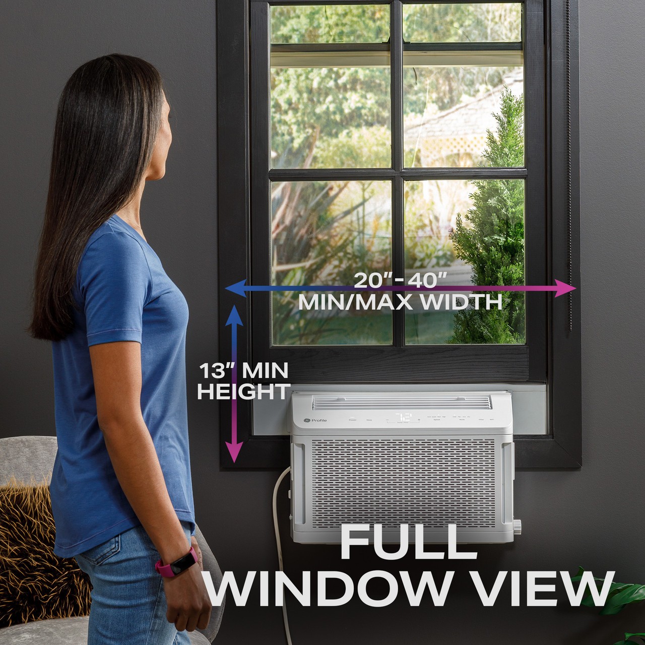 GE ClearView Window AC 6100 BTU Smart Ultra Quiet Cools 250 sq.ft – Refurbished
