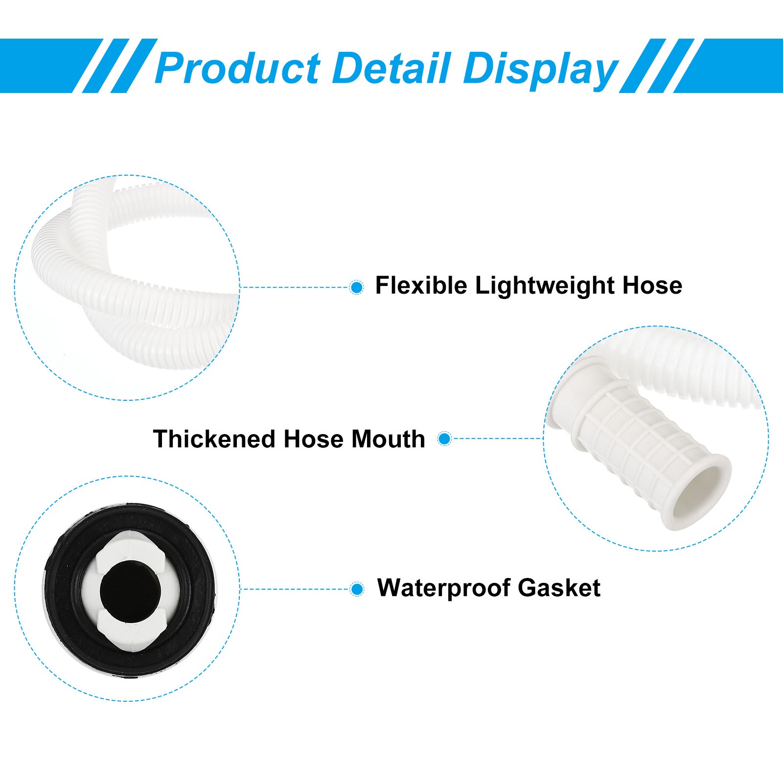 3.3ft Air Conditioner Drain Hose Kit, Hose with Clamp Connector 5, White