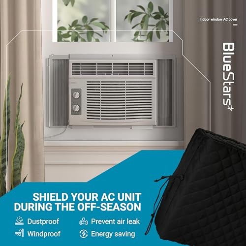 UPGRADED Window Air Conditioner Cover Indoor – NEW 3000 – 5000 BTU Black