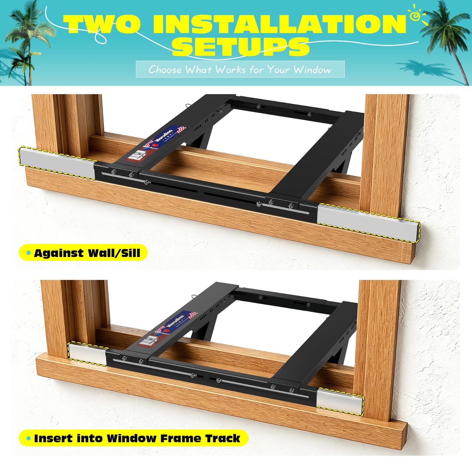 No-Drill Window AC Bracket,Adjustable Heavy-Duty Air Conditioner Support Bracket