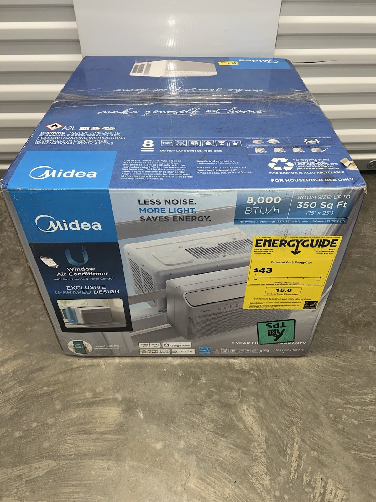 Midea 8,000 BTU U Shaped Smart Inverter Window Air Conditioner Cools 350 Sq …