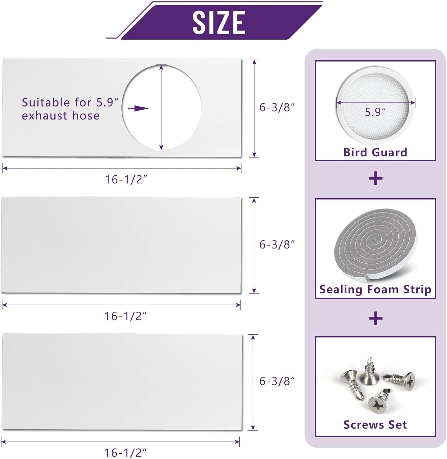 Adjustable AC Window Seal Kit for Sliding Windows – Fits 5.9” Exhaust Hose