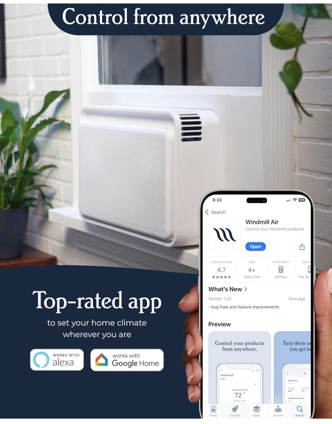 Windmill Window Air Conditioner -Voice-Enabled, Remote & App # 08w2wi SEALED NEW
