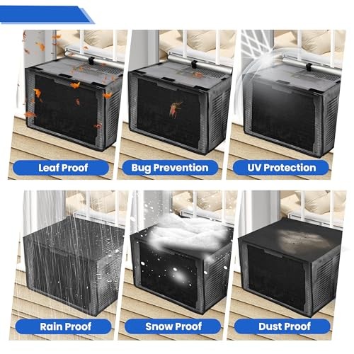 U-shaped Window Air Conditioner Cover: Black (Upgraded Black Top Cover)